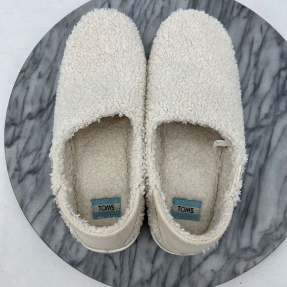 Toms Sandals Womens 6.5 Ezra Slipper Slip On Warm Faux Fur Slide White 10016817 - Picture 6 of 10